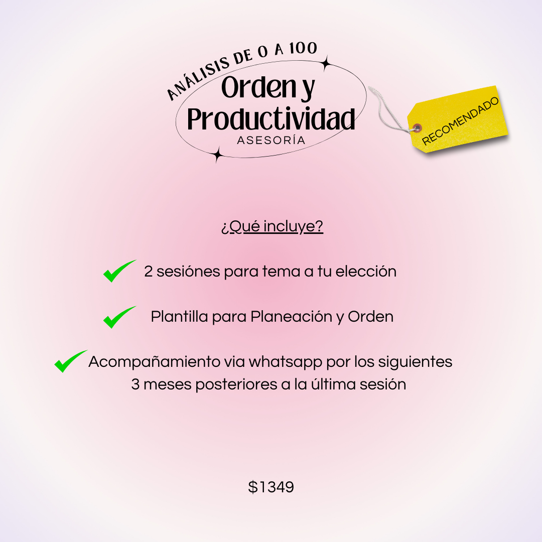 ASESORÍA PERSONALIZADA: Organización, productividad y hábitos