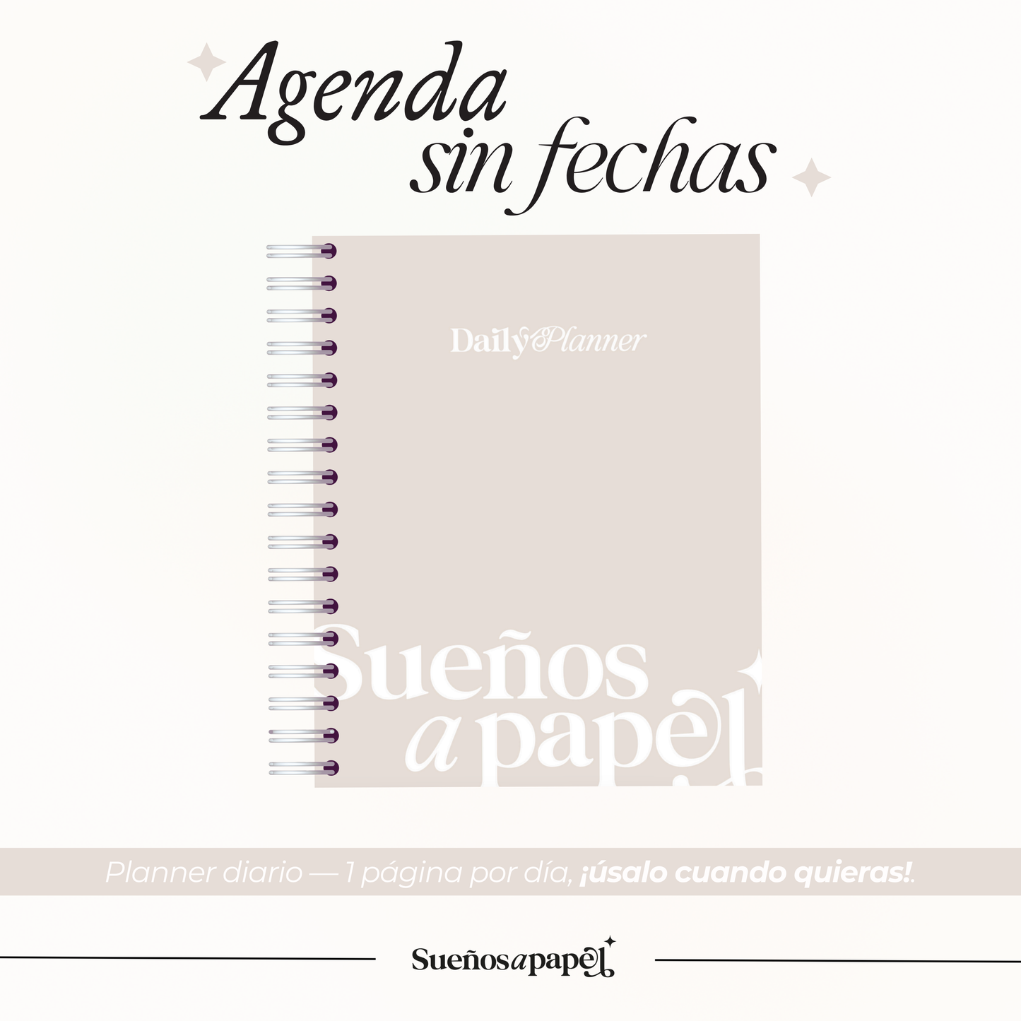 AGENDA SIN FECHAS: Daily Planner Gris
