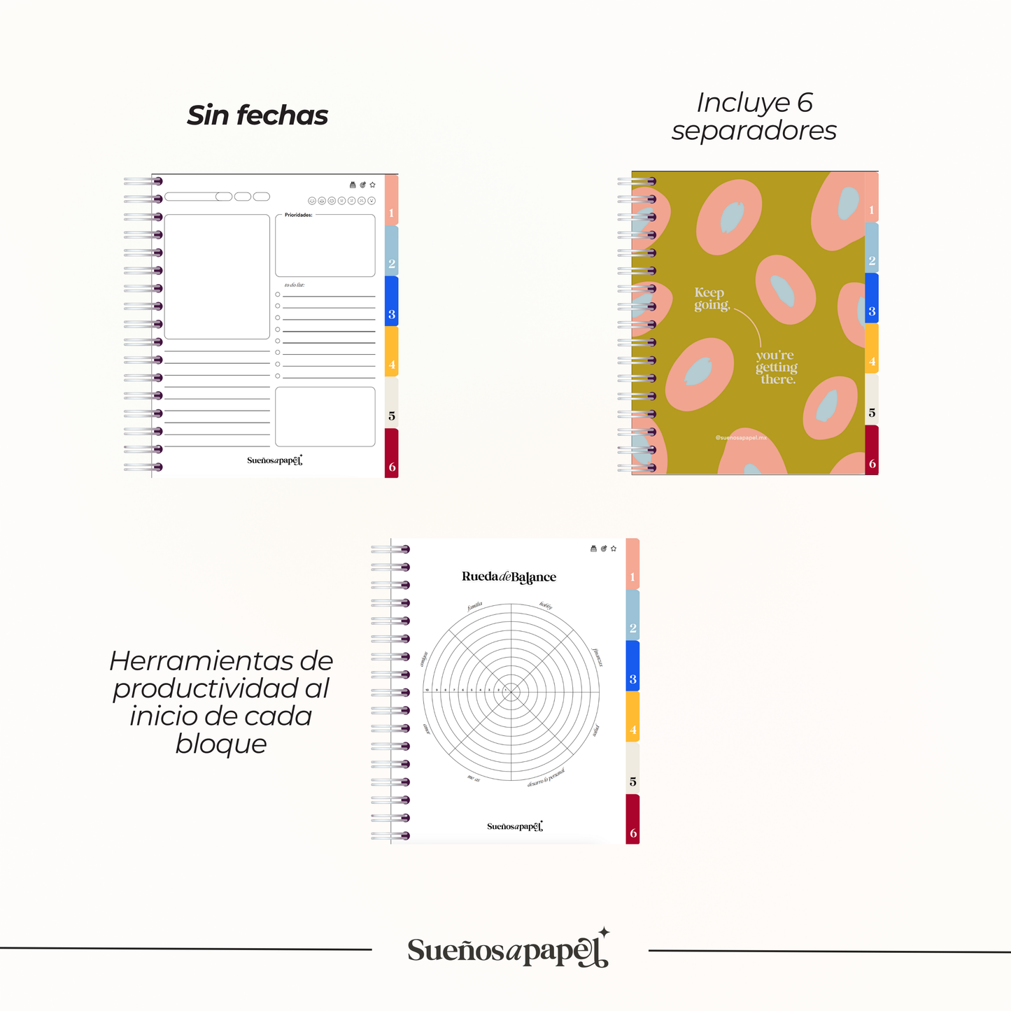 AGENDA SIN FECHAS: Daily Planner Gris