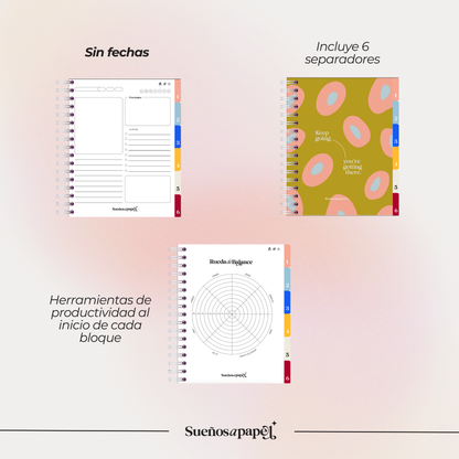 AGENDA SIN FECHAS: Daily Planner Multicolor