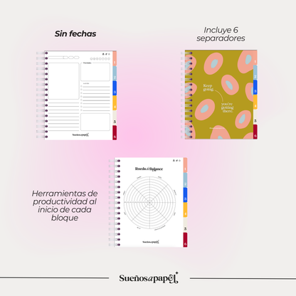 AGENDA SIN FECHAS: Daily Planner Rosa Mexicano