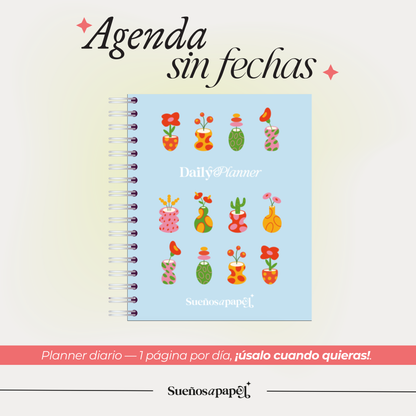 AGENDA SIN FECHAS: Daily Planner Azul Cielo