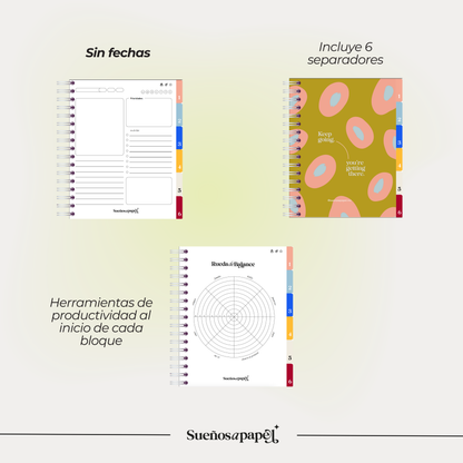AGENDA SIN FECHAS: Daily Planner Azul Cielo