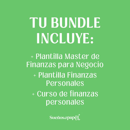 KIT: Plantilla Finanzas Personales + Plantilla Master de Finanzas para Negocio + Cursos Finanzas Personales