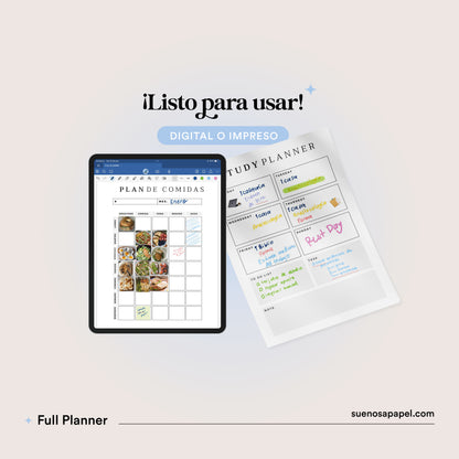 FULL PLANNER: Productividad + finanzas + gratitud + alimentación + estudio
