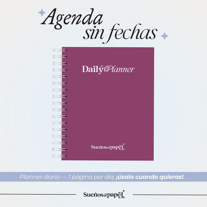 AGENDA SIN FECHAS: Daily Planner Vino Tinto